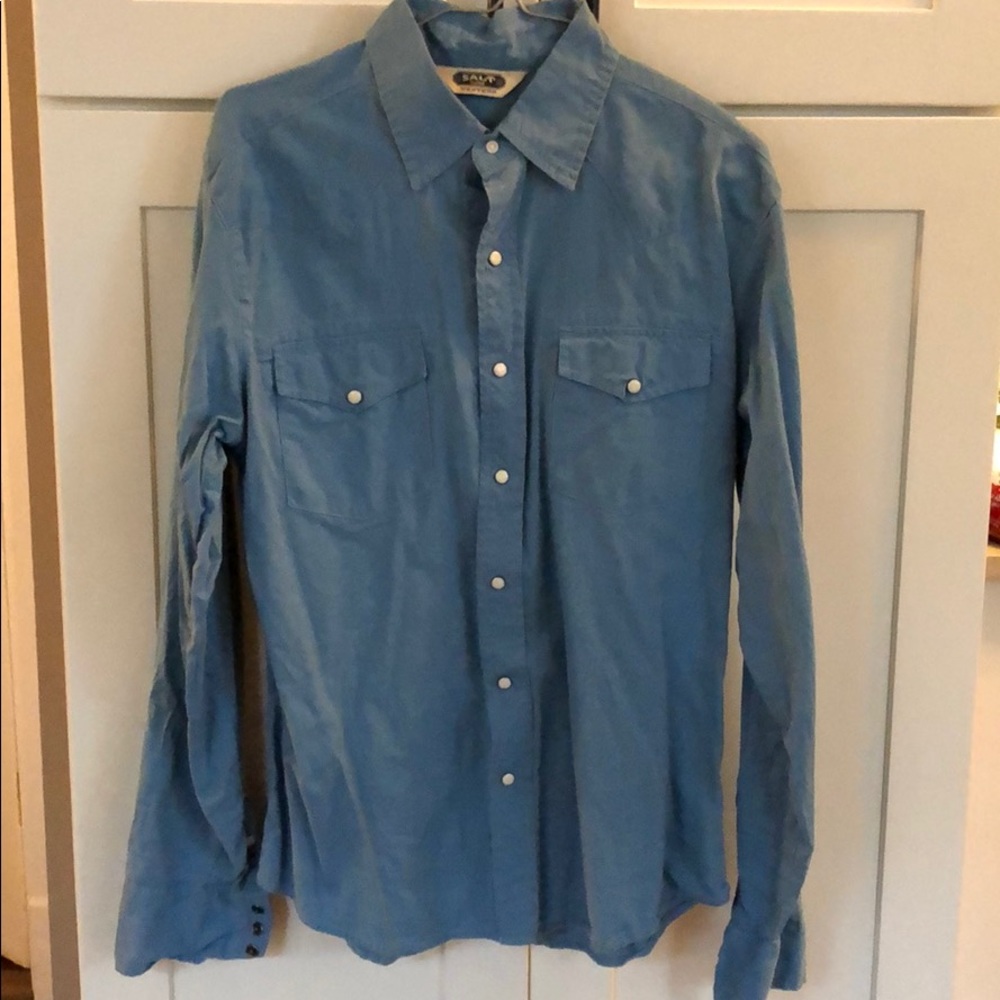 Salt Valley Western shirt, size Medium blue cotton